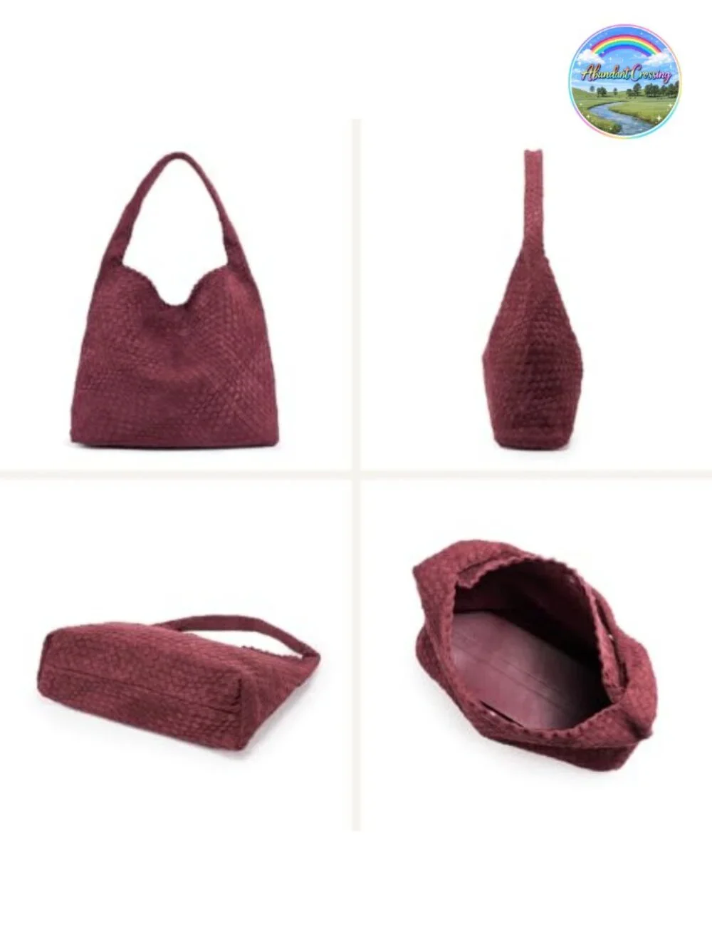 Woven Leather Tote Bag for Women Large Handbag with Clutch